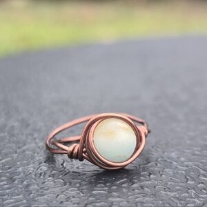 Copper Wire Wrapped Gemstone Ring Size 6